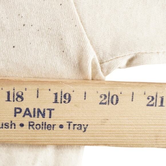 Watch My Back Hand-Painted Graphic Art T-Shirt Beige Abstract Faces Sz L - Picture 3 of 4